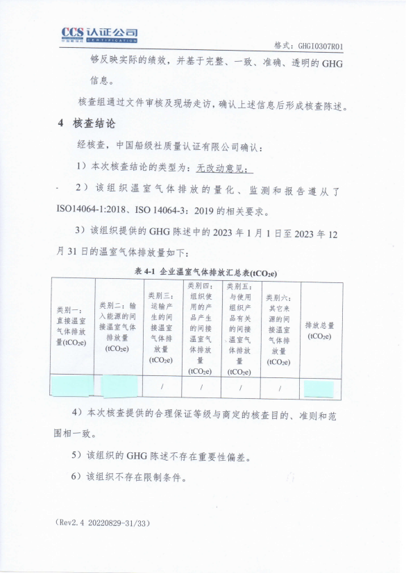 溫室氣體核查報告